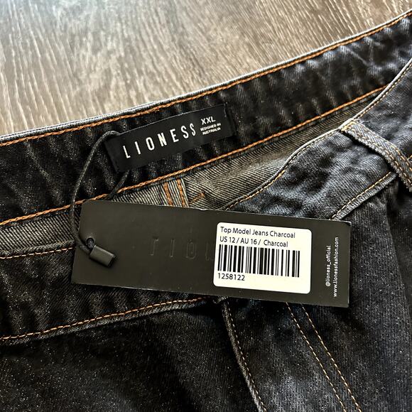 NWT Lioness Top Model Jeans Charcoal Size XXL / 12 Wide Leg Straight Denim Pants - Picture 5 of 15